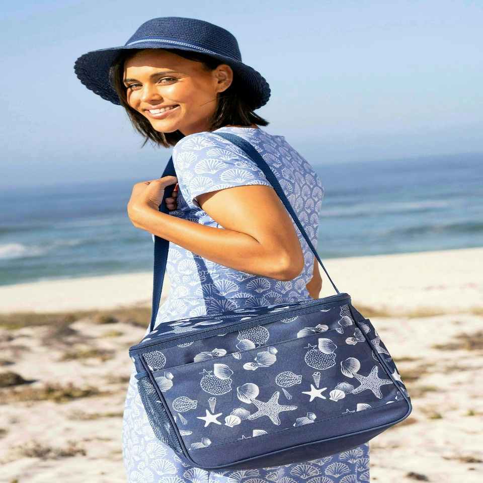 image 1 of Mountain Warehouse 25L Picnic Camping Coolbag Lightweight Durable Adjustable Bag Blue | Light Blue