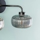 image 2 of ValueLights Amaia Matte Black IP44 Rated 2 Way Smoked Ribbed Glass Wall Light with LED Bulbs