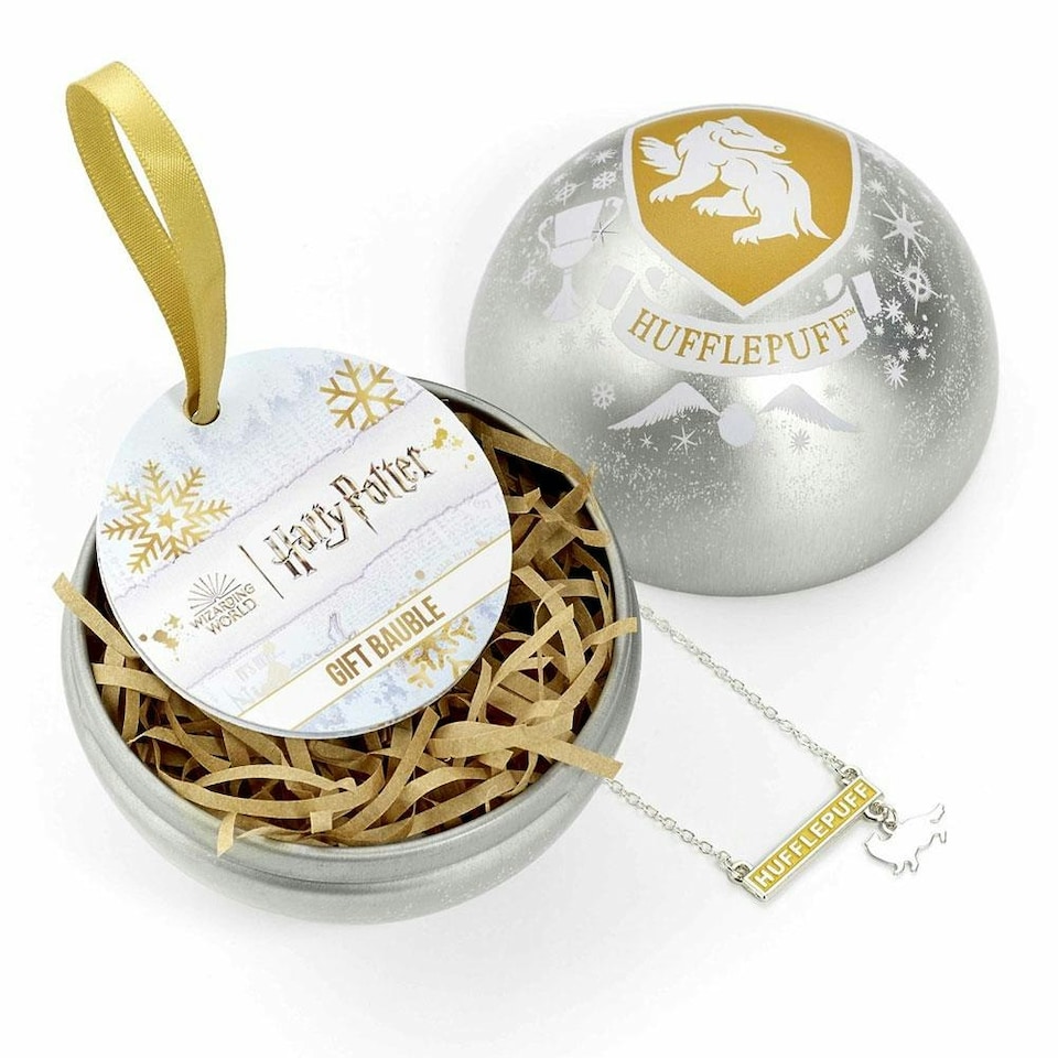 Harry Potter Hufflepuff Christmas Bauble - Silver/White/Gold - One Size