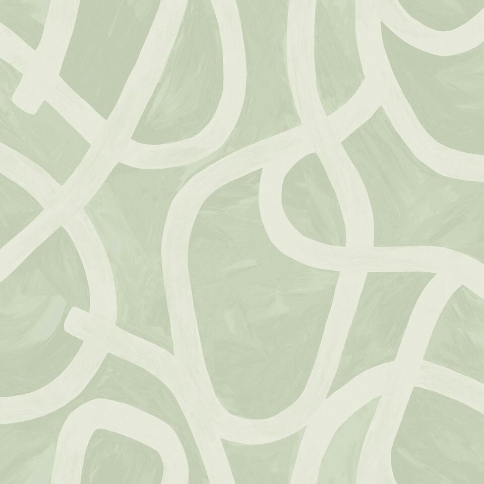 image 1 of Holden Décor Linear Swirl Wallpaper - Sage Green - 10m x 53cm Green