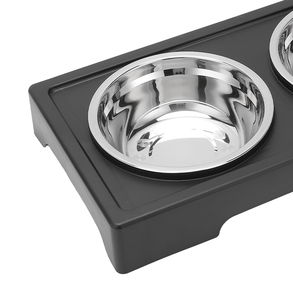 image 1 of Living and Home Adjustable Height Pet Bowl for Dogs & Cats – Ergonomic, Non-Slip Feeding Station | Black