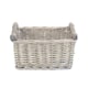 image 2 of Small Grey Wash Wooden Handled Storage Basket | Grey | Grey