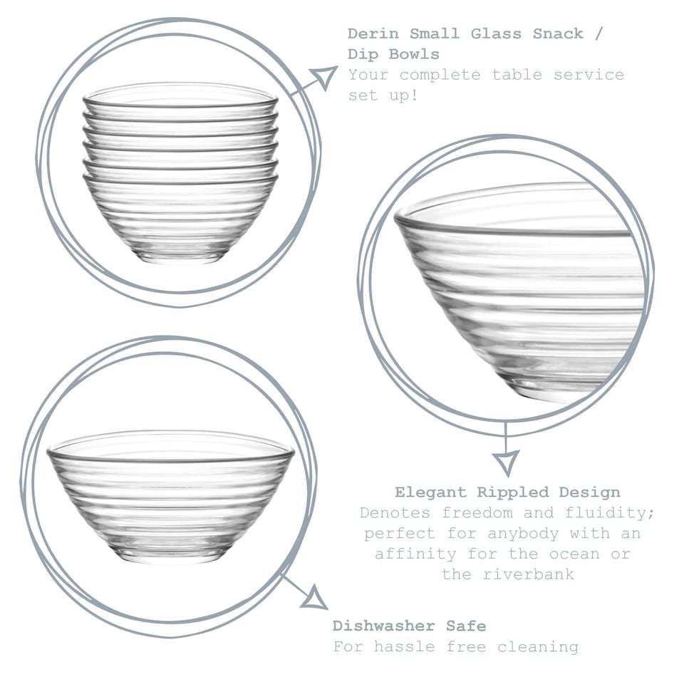 image 1 of LAV Derin Glass Serving Bowls - 7cm - Clear - Pack of 6 | Clear | Clear