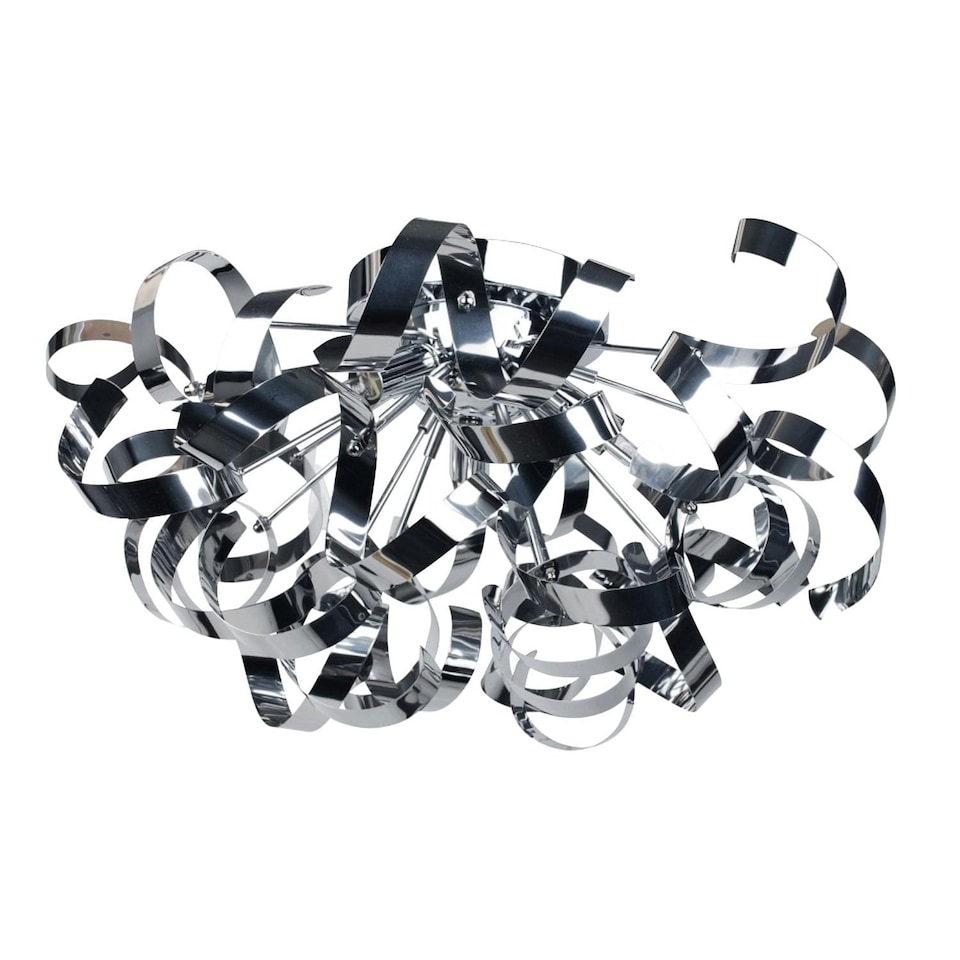 image 1 of First Choice Lighting Set of 2 Chrome Swirl Ribbon Dome Ceiling Fitting Chrome | Chrome
