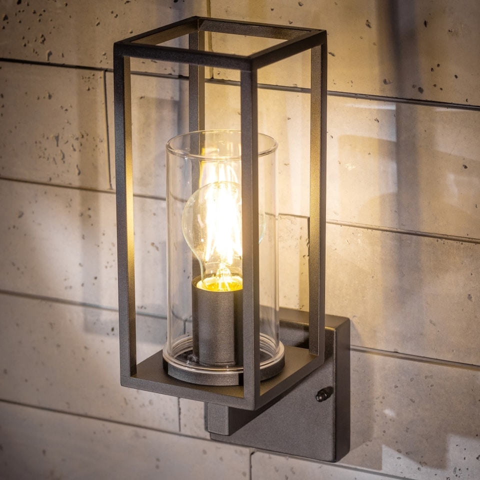 image 1 of CGC CHLOE Up Black E27 Outdoor Wall Lantern Light Clear Diffuser IP54