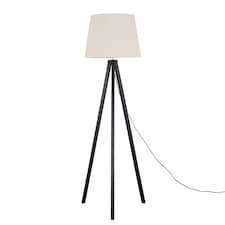ValueLights Barbro Black Tripod Floor Lamp Cream Taper Shade & Bulb