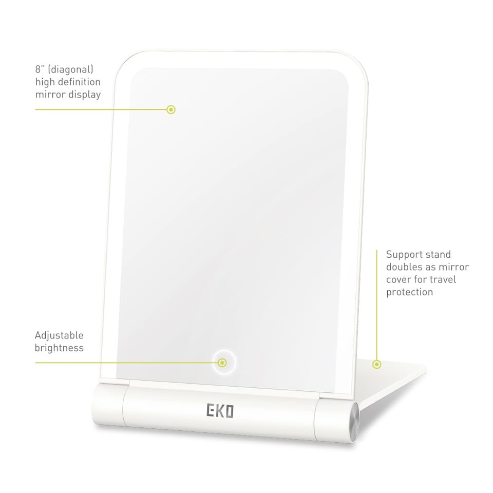 image 1 of iMira Foldable Travel LED Mirror | White | White