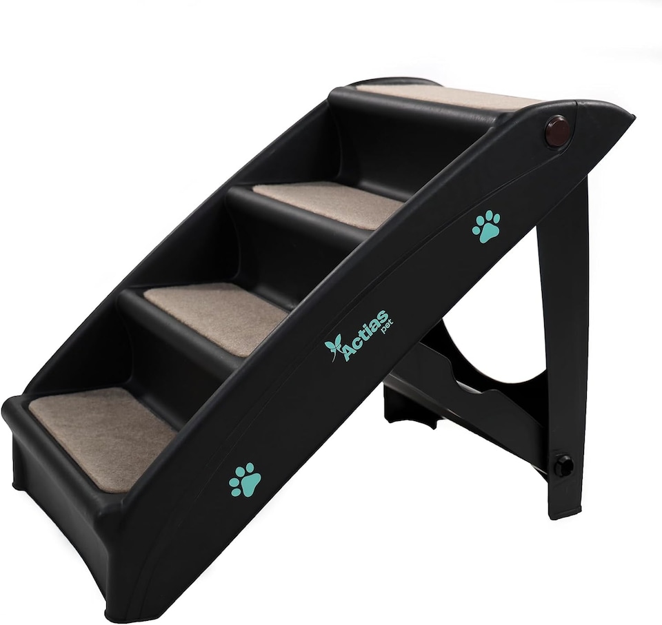 image 1 of Lightweight Folding Pet Stairs Black
