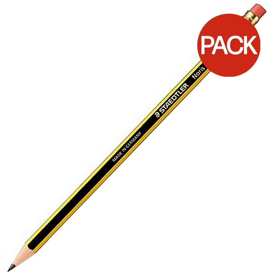 image 1 of Staedtler Noris HB Pencils With Eraser Tips (Pack of 3) - Black/Yellow - One Size