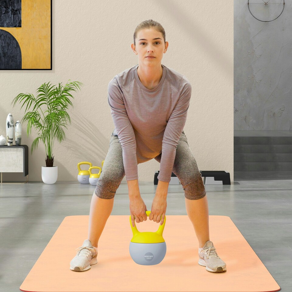 image 1 of SPORTNOW Kettlebell with Soft Body and Non-Slip Handle Yellow | 10