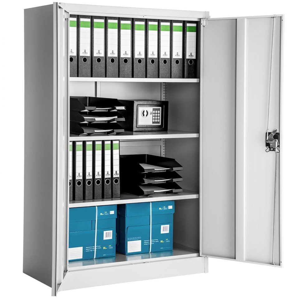 image 1 of Filing Cabinet - 4 adjustable shelves, lockable, 140 x 90 x 40 cm Grey