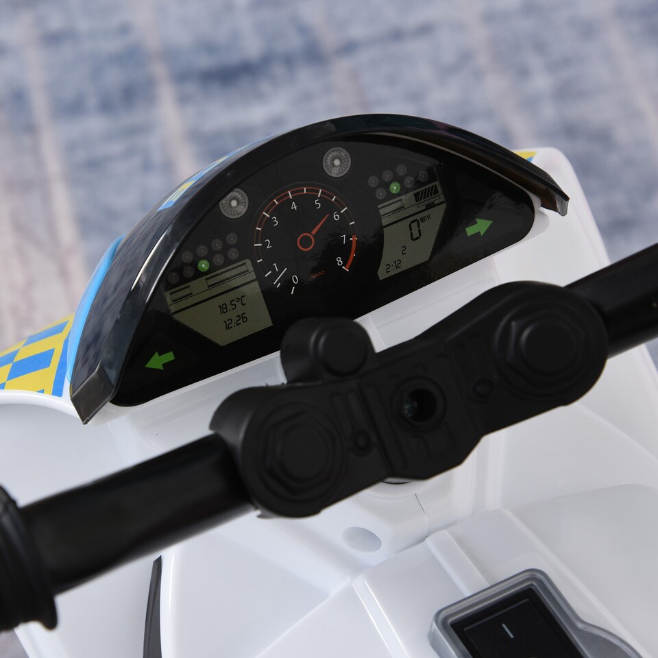 image 1 of HOMCOM Kids Ride-On Police Bike 3-Wheel Vehicle with Music Lights Safe Seat Handlebars Toddler NO POWER Child Learning Fun Development 18-36 Months Blue