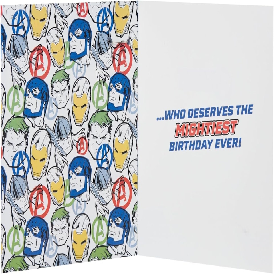image 1 of Marvel The Avengers Hero Design Grandson Birthday Card with Badge