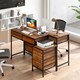image 4 of COSTWAY Computer Desk with 5 Drawers and Side File Cabinet Brown Brown
