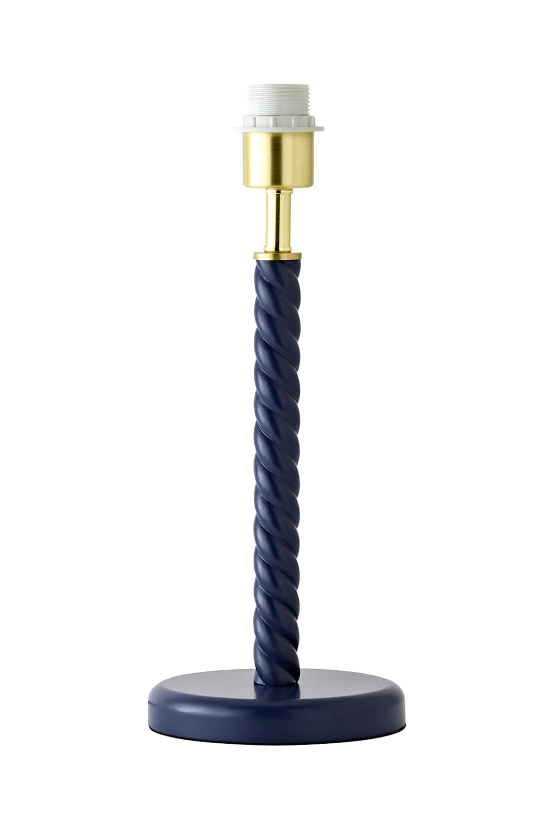 ValueLights Amara Wooden Stem Twisted Table Lamp Base in Navy
