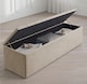 image 2 of Safar 90cm Large Ottoman Storage Box - Naples Shoes Bench - Beige Lined Upholstery Blanket Storage Box