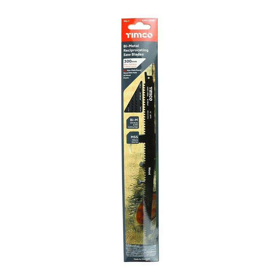 image 1 of Timco - Reciprocating Saw Blades - Wood Cutting - Bi-Metal (Size S1411DF - 5 Pieces)