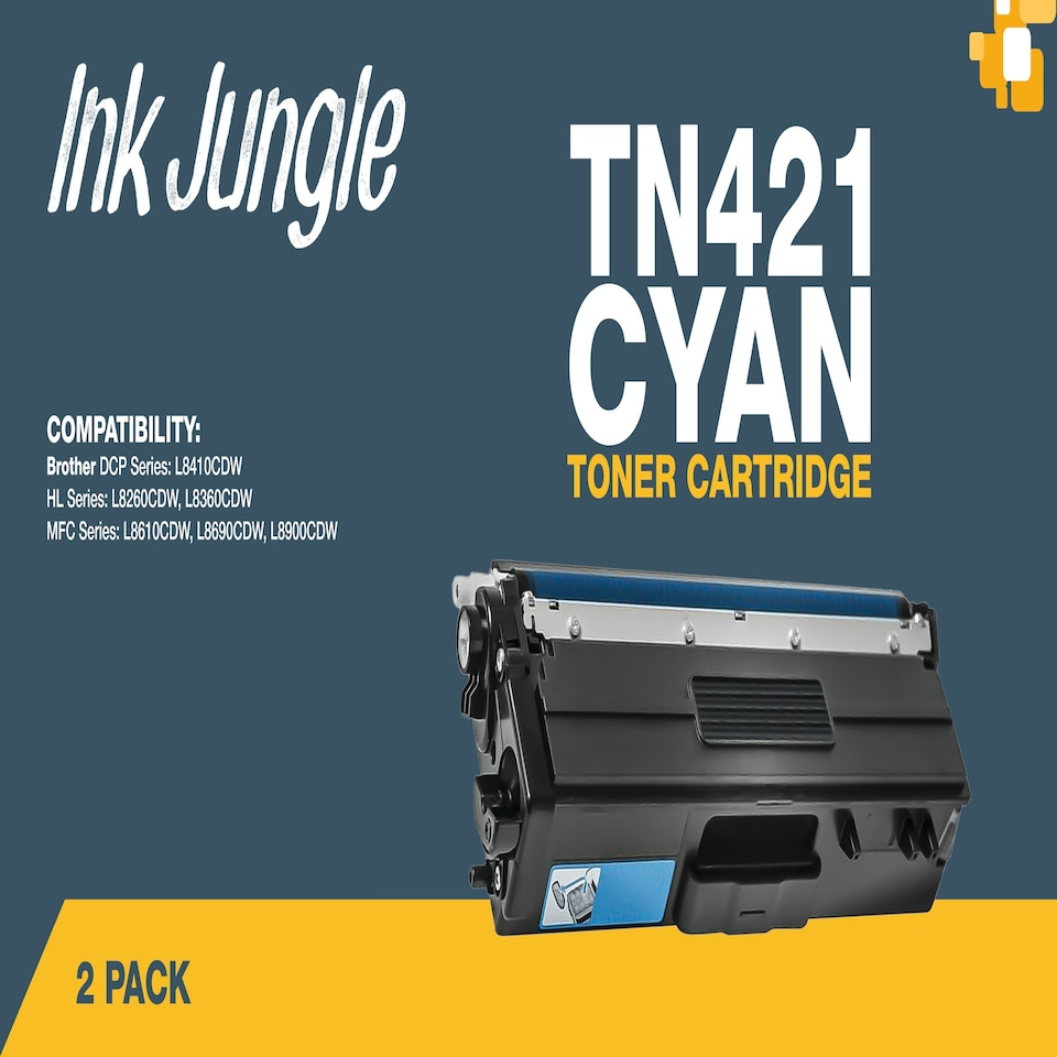 image 1 of 2x Compatible Brother TN421 Cyan Toner Cartridges