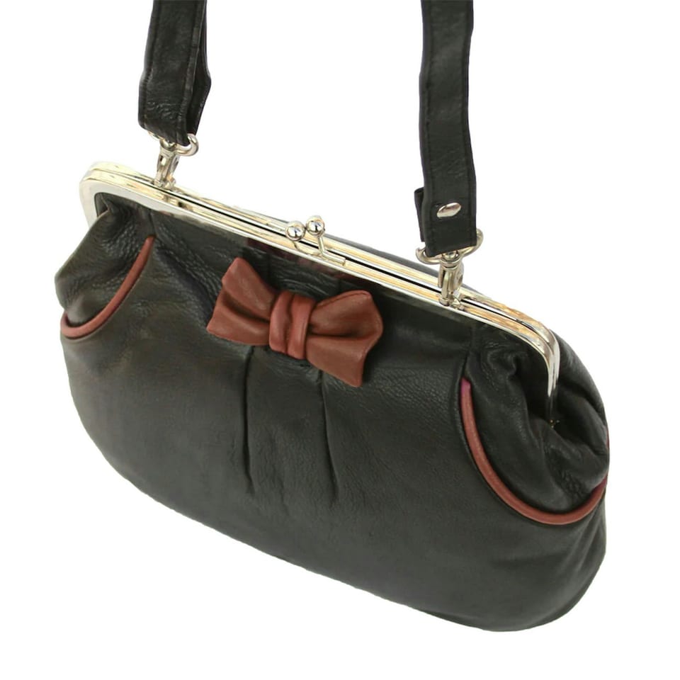 image 1 of Eastern Counties Leather Amelia Leather Handbag - Black/Tan - One Size Black