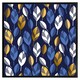 image 2 of White, blue & gold leaves on navy background (Picutre Frame) Grey | XS