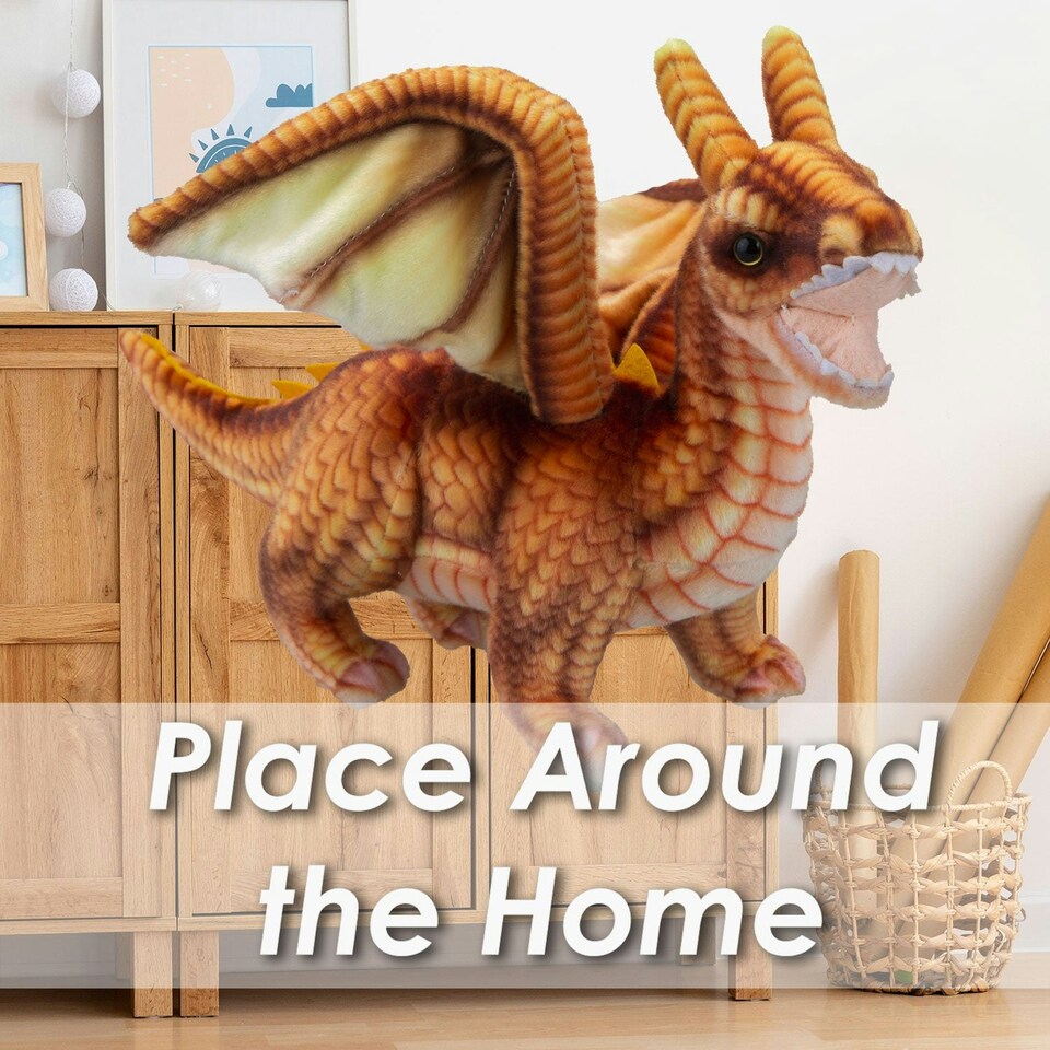 image 1 of Dragon Brown Soft Toy Realistic Looking Dragon Plushe Cuddly Fantasy 25cm Brown
