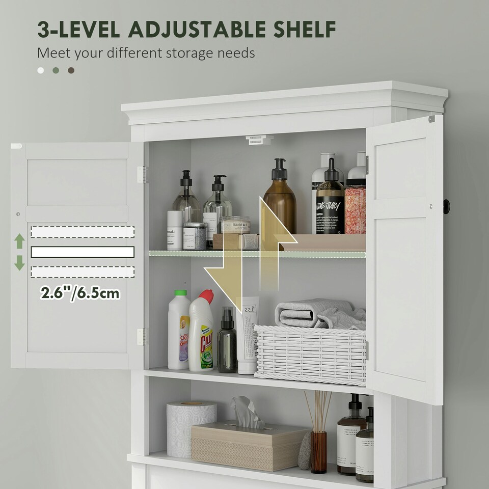 image 1 of HOMCOM Over Toilet Storage Unit 3-Tier Freestanding Washing Machine Cabinet 