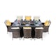 image 2 of Savannah Fire Pit 8 Seater Rectangle Rattan Dining Set | Brown | Brown