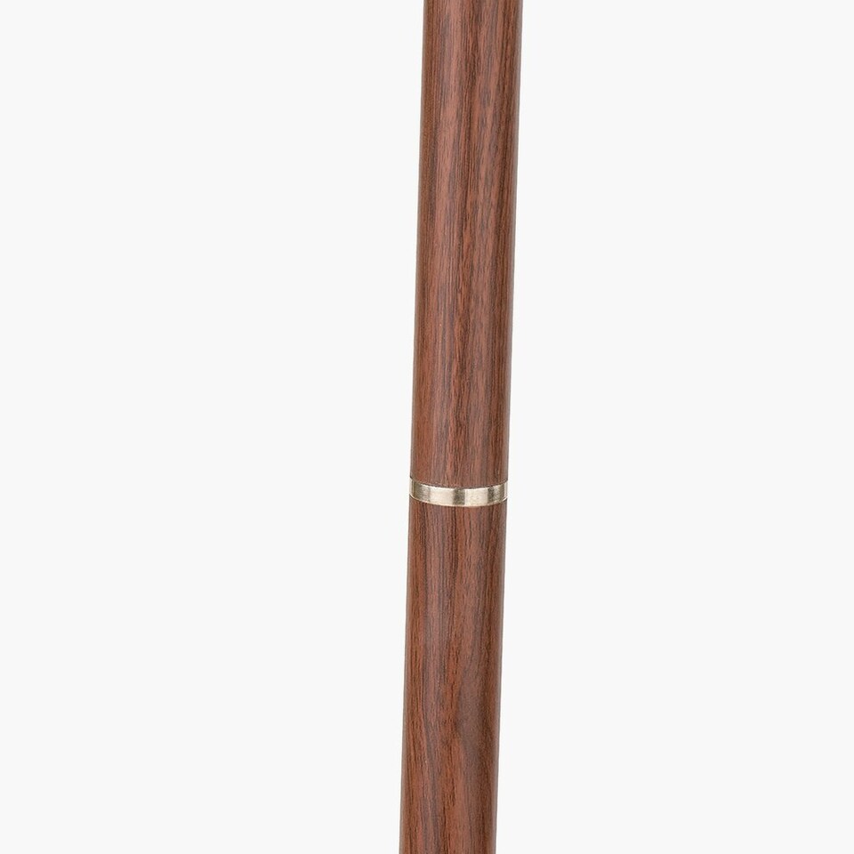 image 1 of Brushed Silver and Wood Effect Floor Lamp Black | Brown