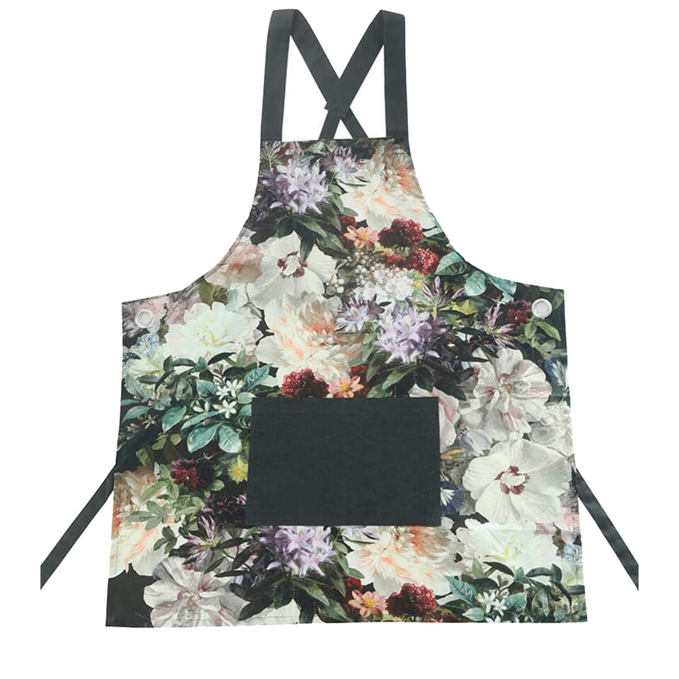 MM Living Fiori Cotton Apron With Dual Patch Pocket