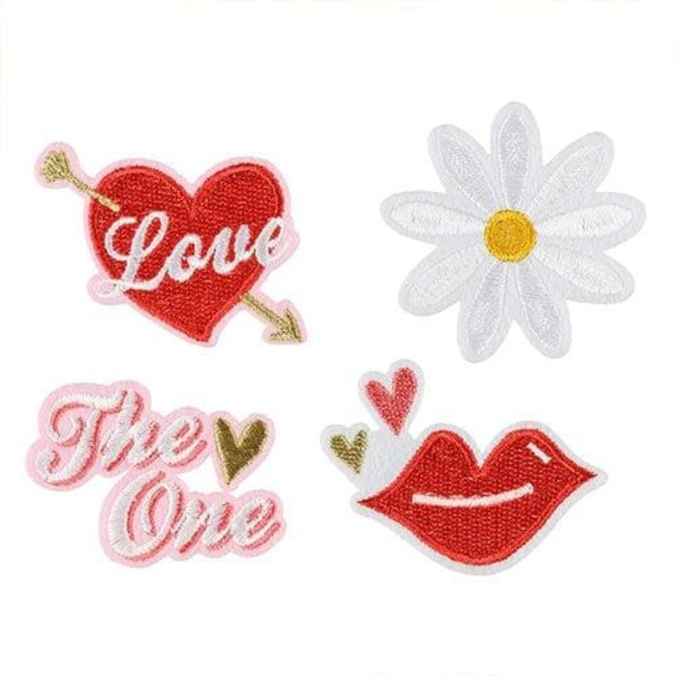 image 1 of Love Themed Iron On Patches - Pack of 4