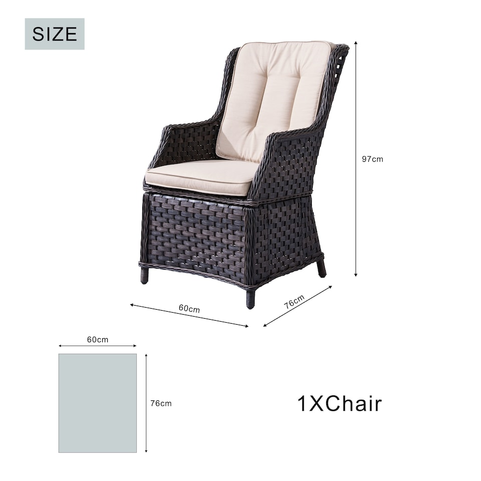 image 1 of Direct Wicker 2-Piece Garden Detachable Aluminium Rattan Chairs, Brown | Brown
