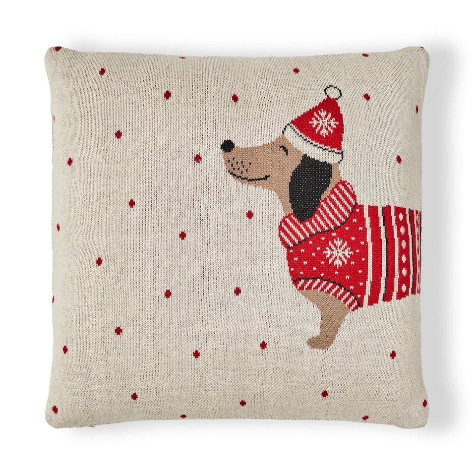 image 1 of BHS Christmas Santa Paws Cushion, White White | White