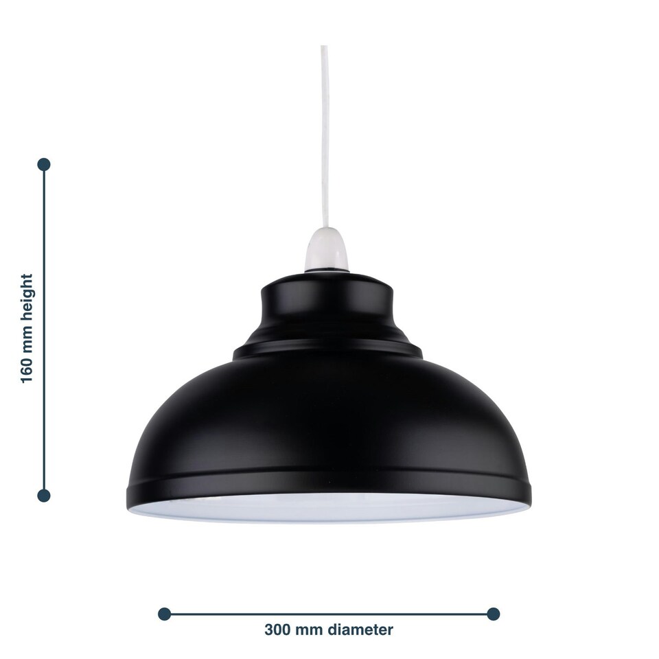 image 1 of Set of 2 Dome - Black Easy Fit Metal Pendant Shades Black