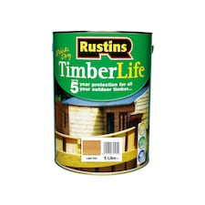 Rustins Quick Dry Timberlife Light Oak 5L 5 Year Protection for Timber Sheds & Fences | Brown | 1