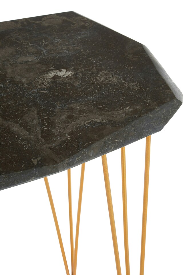 image 1 of Modern Small Black Marble Top Side Table, Durable Metal Side Table, Chic Constructed Modern Side Table | Black