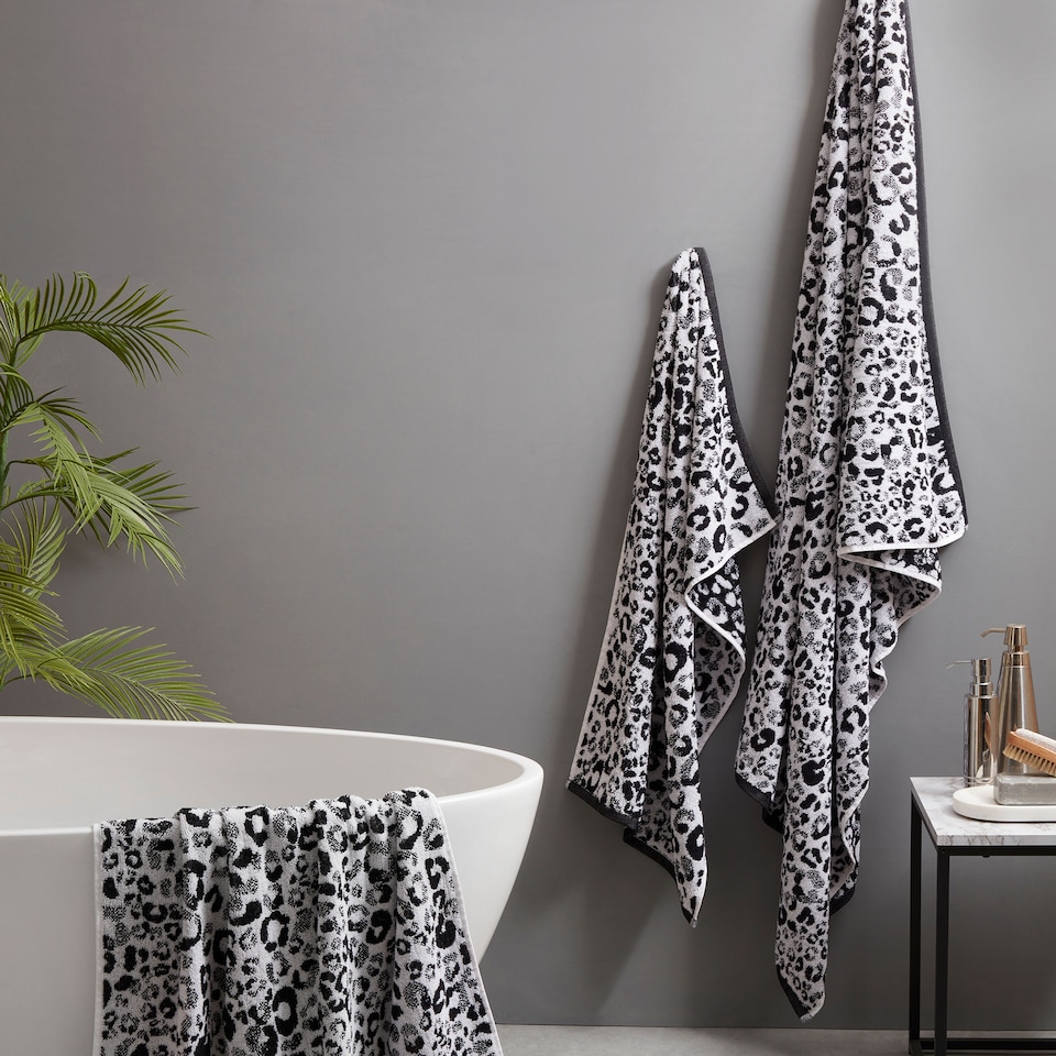 image 1 of Fusion Animal Print Hand Towel Black