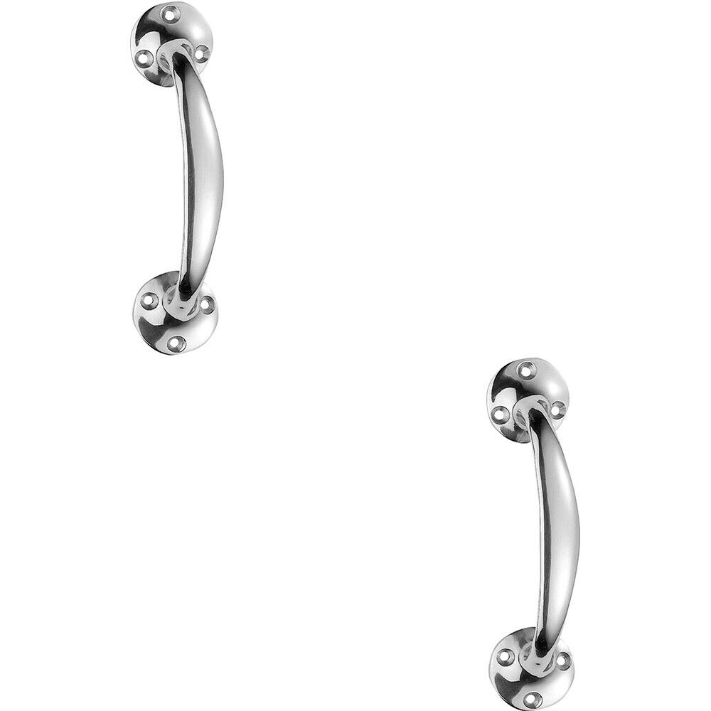 Loops 2x Victorian Bow Shaped Pull Handle 152mm Length 32mm Proj Polished Chrome