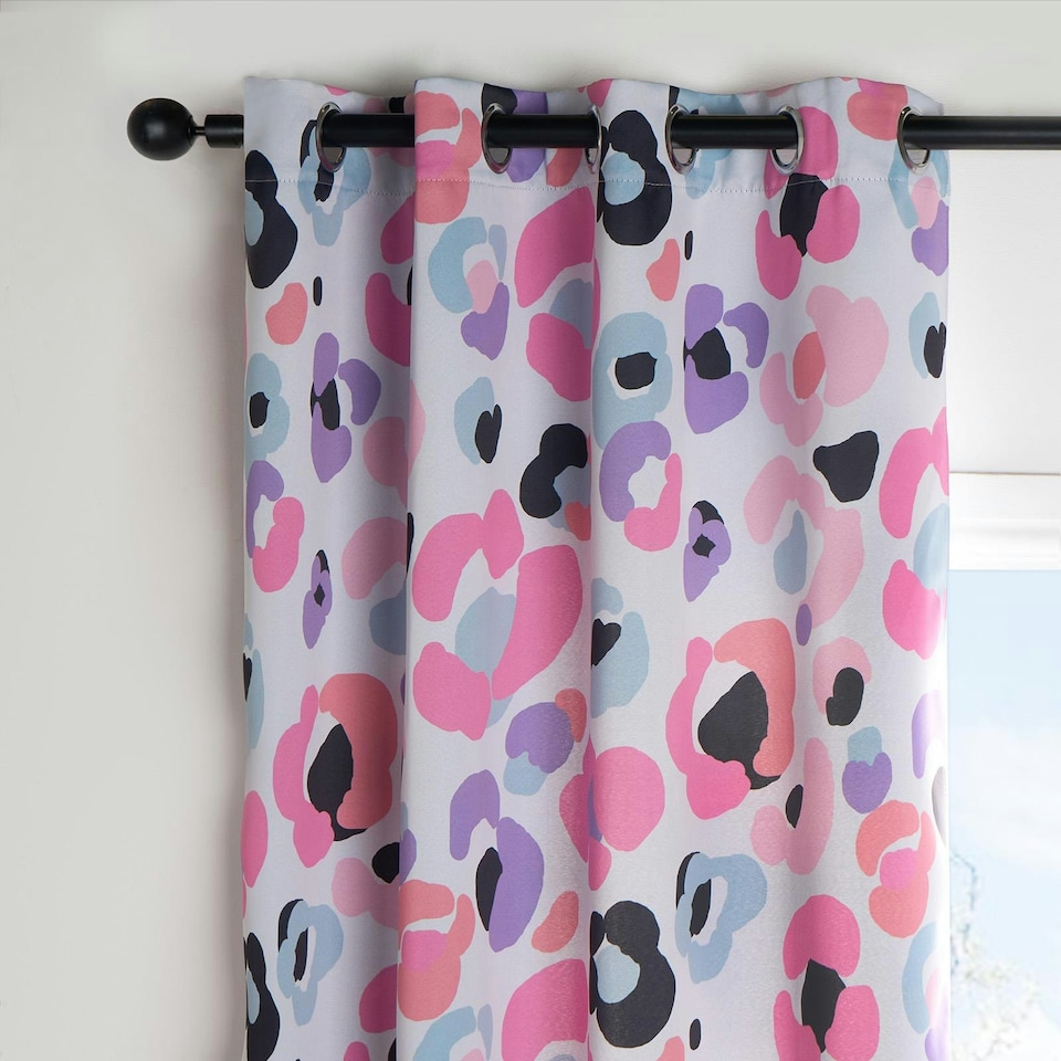 image 1 of OHS Kids Leopard Blackout Eyelet Curtains, 46x72" - Multi