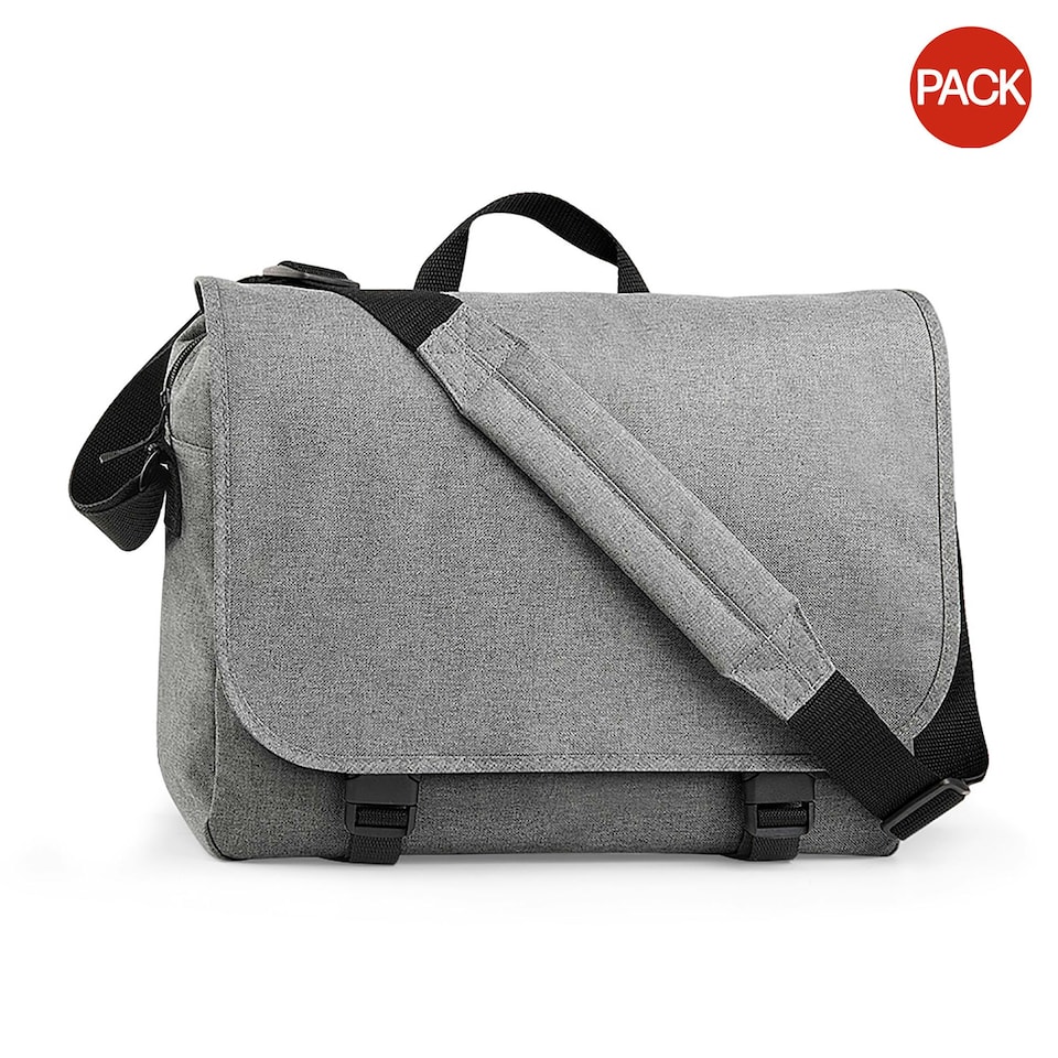 BagBase Two-tone Digital Messenger Bag (Up To 15.6inch Laptop Compartment) (Pack of 2) - Grey Marl - One Size Grey