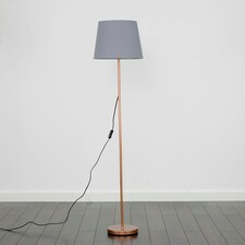 ValueLights Charlie Copper Floor Lamp Grey Taper Shade & Bulb Grey