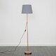 image 1 of ValueLights Charlie Copper Floor Lamp Grey Taper Shade & Bulb Grey