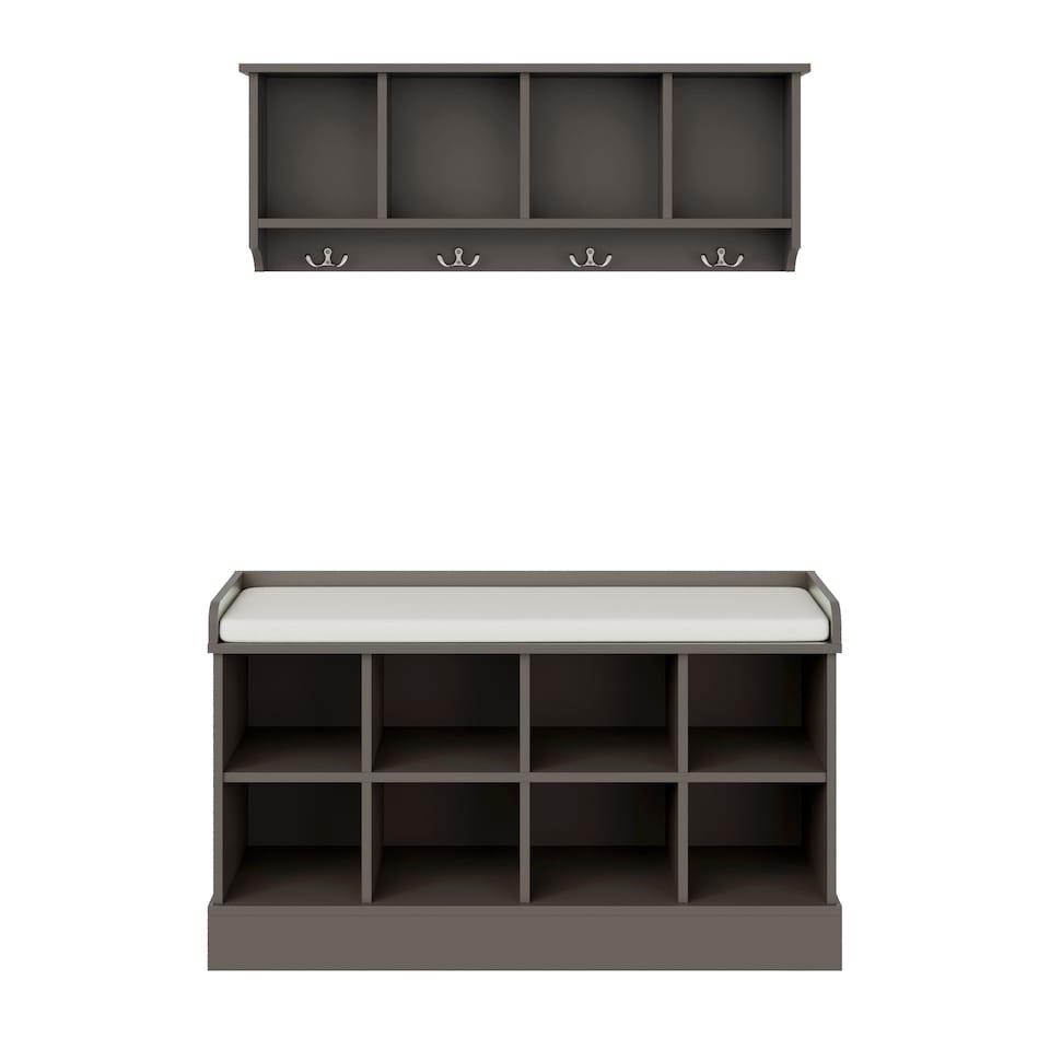 image 1 of Kempton Shoe Bench & Wall Rack | Grey | Grey