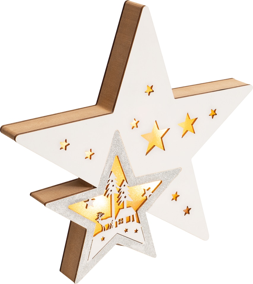 image 1 of St Helens Wooden Light Up Christmas Star