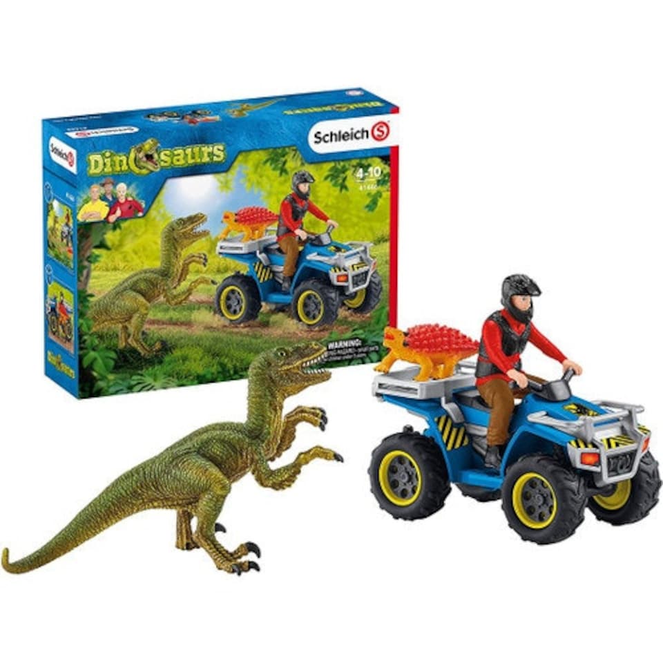 image 1 of Schleich Dinosaurs Quad escape from Velociraptor Figure