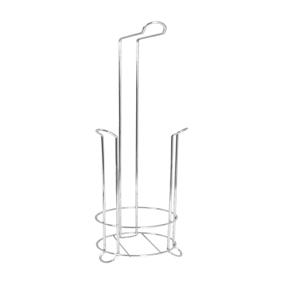 Interiors By Premier Wire Toilet Roll Storer,Free Standing Chrome Toilet Paper Holder, Plastic Coated Toilet Roll Holder Stand