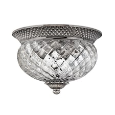 Plantation 2 Light Small Semi Flush Ceiling Light Polished Antique Nickel, E27