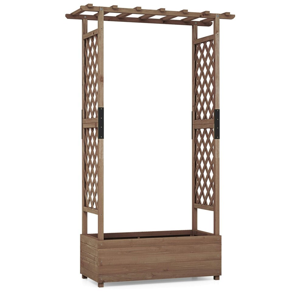 image 1 of COSTWAY Raised Garden Bed Planter Box Coffee Brown