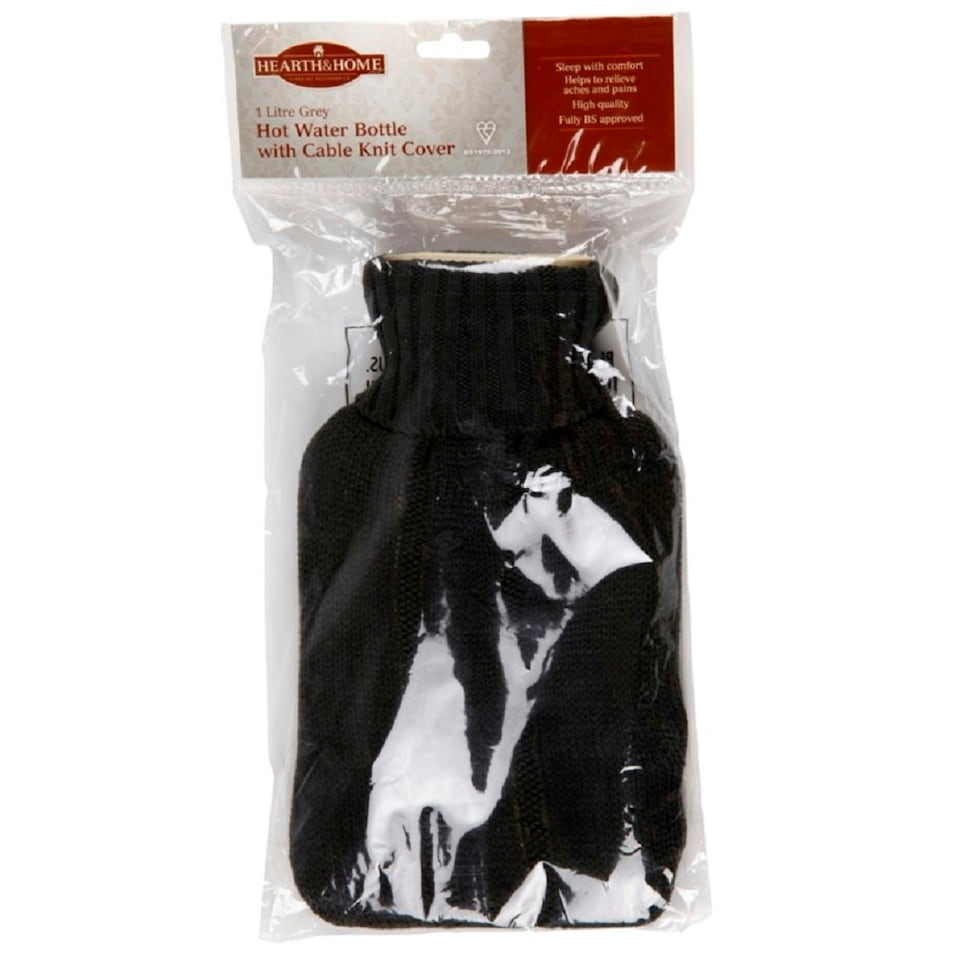 image 1 of Hearth And Home Hot Water Bottle With Knit Cover - Grey - One Size