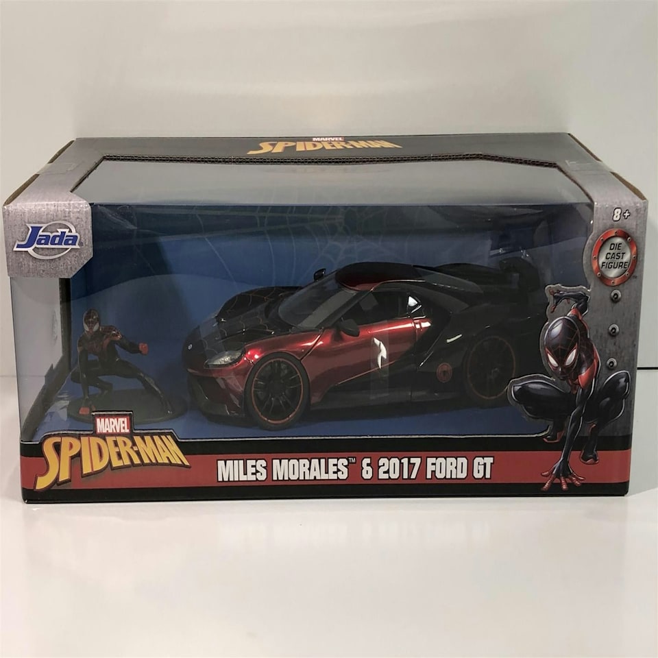 image 1 of Spiderman Miles Morales 2017 Ford GT with Figure 1:24 Scale Jada 31190