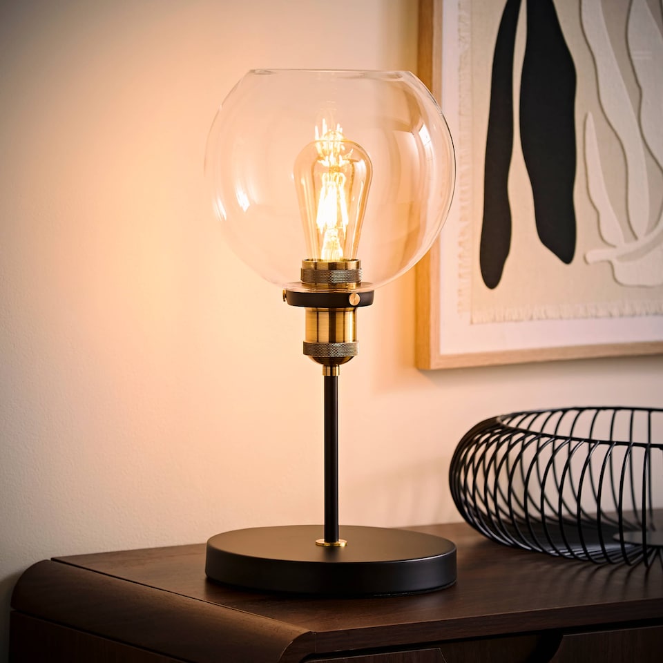 image 1 of ValueLights Sheridan Industrial Black Table Lamp | Clear